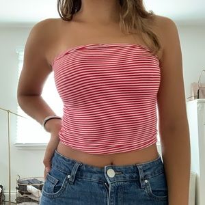 Brandy Melville Red Striped Tube Top